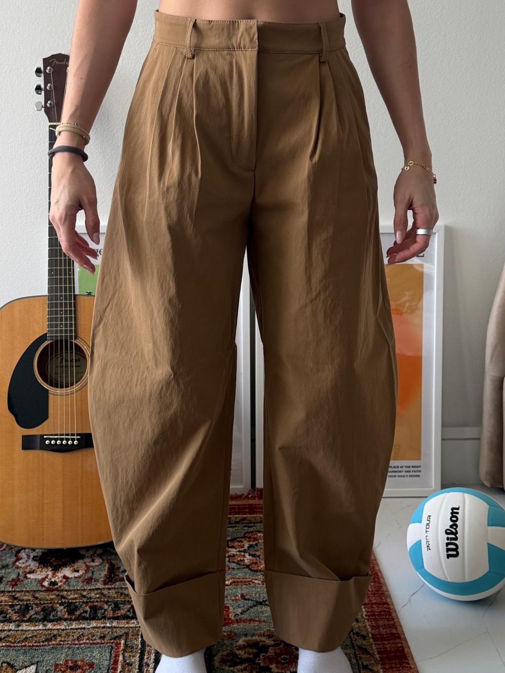 High-Waist Wide Leg Pants in Brown